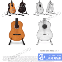 C4D 乐器 小提琴 麦 吉他 音响 DJ耳机 模型设计素材 带材质贴图