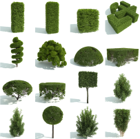 C4D公园造型植物模型花园景观城市绿化绿植修剪环艺素材3D文件