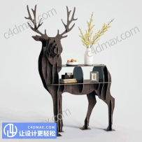 动物鹿桌子书柜3D模型