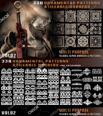330个瓷砖装饰图案素材330 ornamental patterns tileable borders-alpha brushvol02