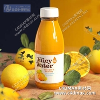 C4DOC工程-果汁工程果汁模型果汁瓶子模型产品场景模型水果模型柠檬模型
