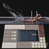 现代 游泳池3D模型