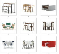 A308 46个餐厅家具模型Restaurant Furniture