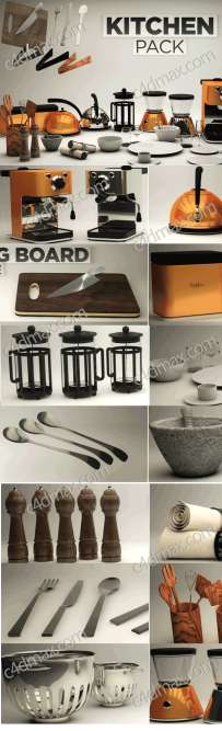 C4D模型预设-30个厨房烹饪单体模型水壶咖啡机等厨房用品模型